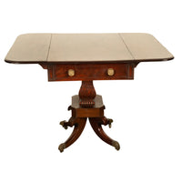 Antique Regency Mahogany Drop Leaf Twin Drawer Pembroke or Library Table 1810