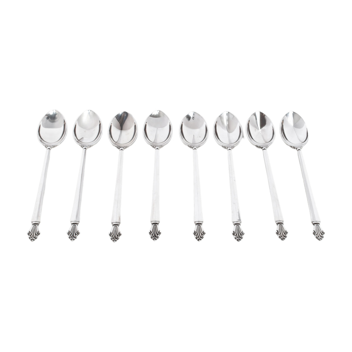 Georg Jensen Acanthus Danish Sterling Silver 69 Piece Flatware Dining Set for 8