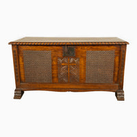 Antique French Gothic Revival Carved Oak Dowry Coffer Chest Bench Seat 1820