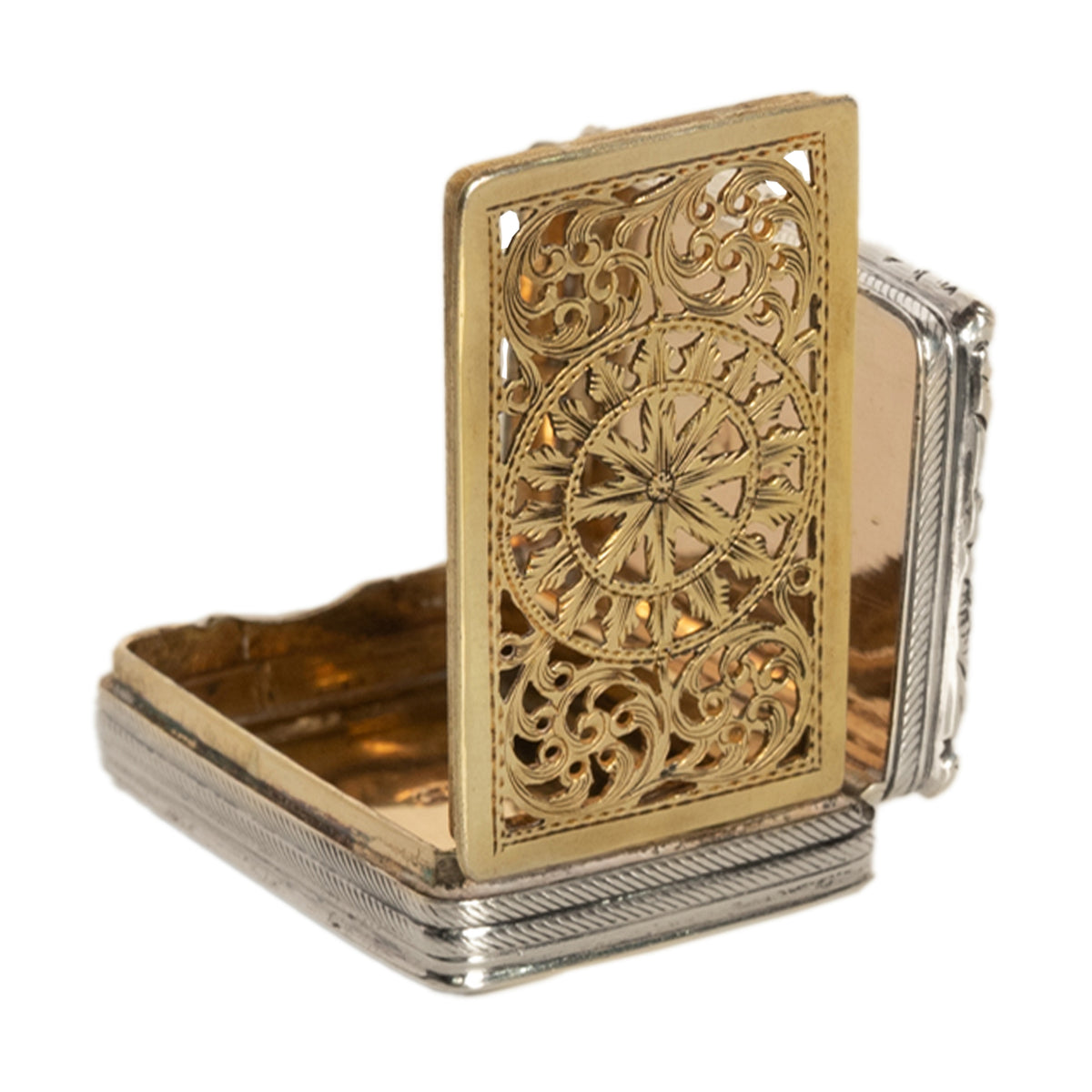 Antique Georgian Sterling Silver Gilt Vinaigrette Birmingham William Simpson, 1826