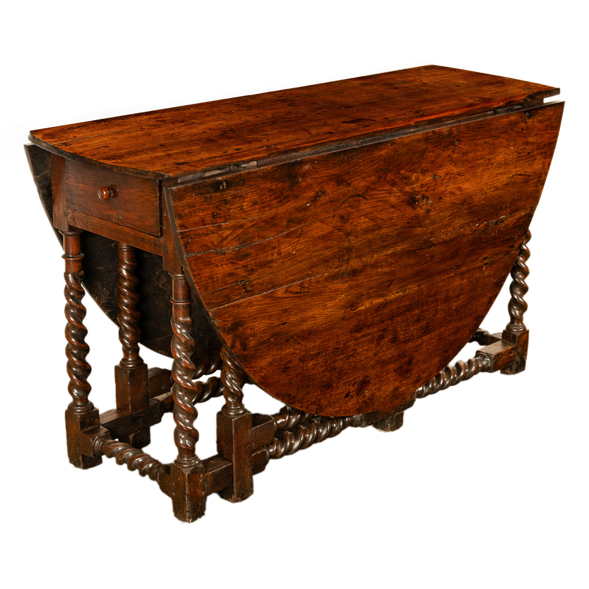 Antique 17th Century William & Mary Oak Barley Twist Gateleg Dining Table 1690