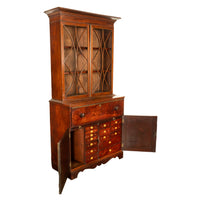 Antique Georgian Mahogany Bookcase Secretary Collectors Doctors Cabinet 1790