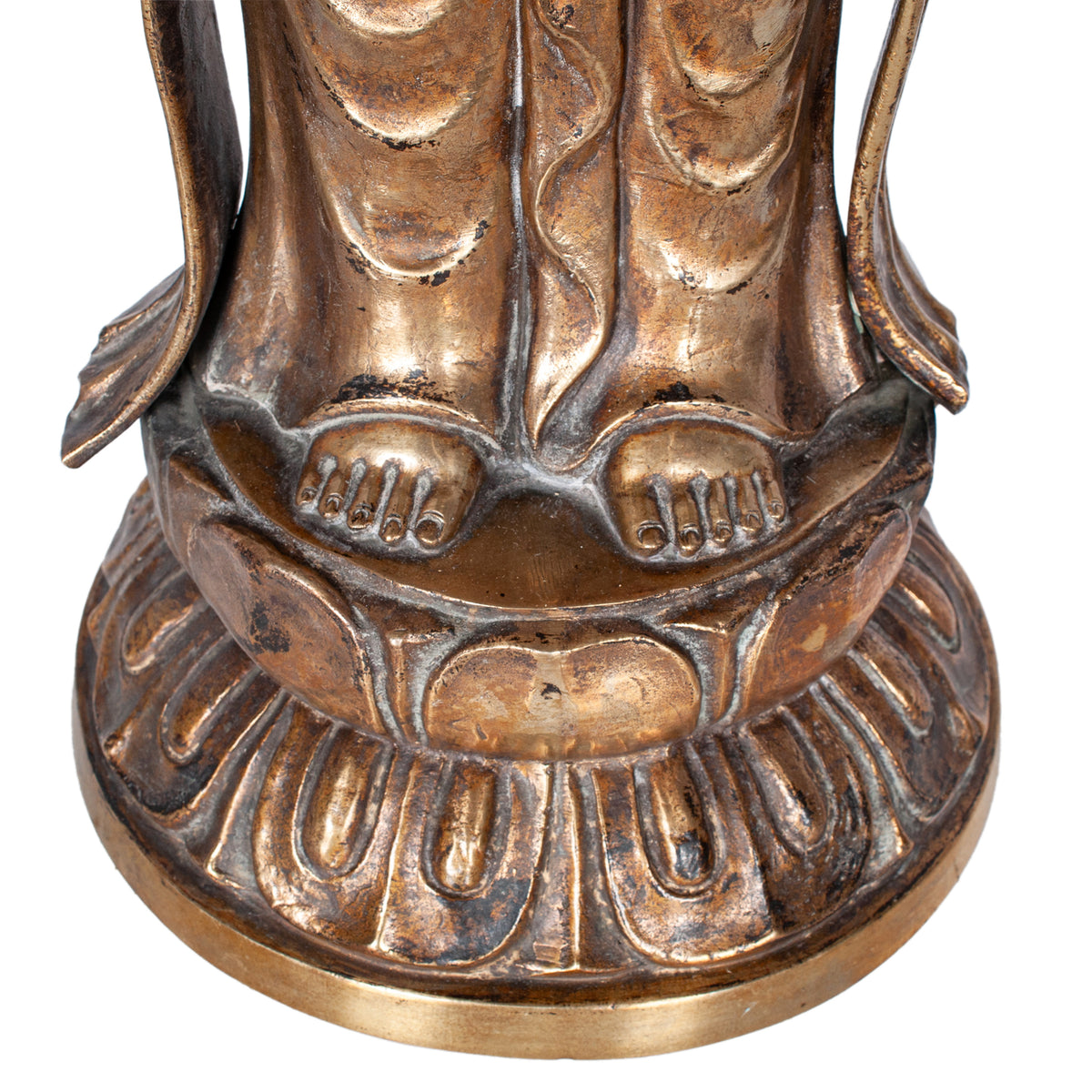 Antique 18th Century Japanese Edo Gilt Bronze Kannon Buddha Statue Figure 1750