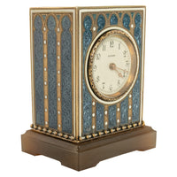 Antique Swiss Miniature Silver Gilt & Enamel Art Nouveau Carriage Clock 1910