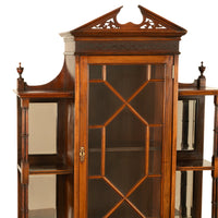 Antique Chippendale Mahogany Carved Display Case Cabinet Vitrine on Stand 1895