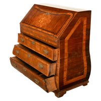 Antique Dutch Rococo Inlaid Marquetry Walnut Bombe Secretary Desk Bureau 1780