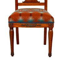 Pair Antique French Restauration His & Hers Greco-Roman Chairs Pendleton Fabric