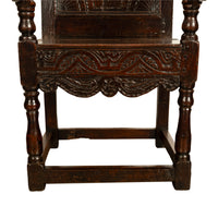 Antique 18th English Century Georgian Carved Oak Wainscot Chair Yorkshire 1720