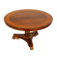 Antique Georgian Regency Amboyna Walnut Parcel Gilt Tilt-Top Breakfast Dining Table Circa 1820