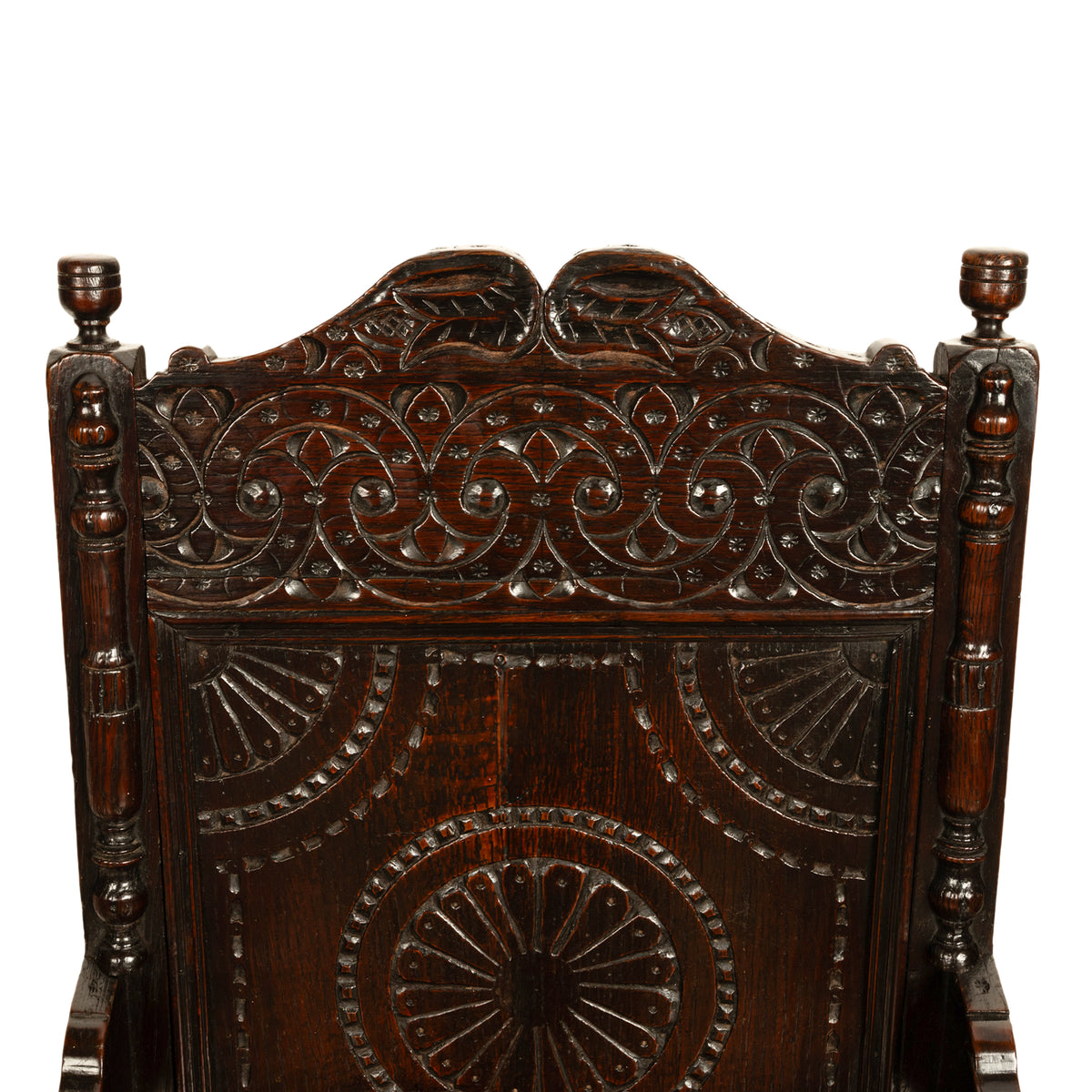 Antique 18th English Century Georgian Carved Oak Wainscot Chair Yorkshire 1720