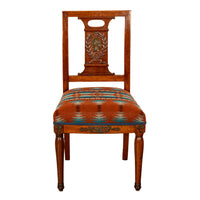 Pair Antique French Restauration His & Hers Greco-Roman Chairs Pendleton Fabric