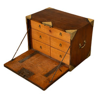 Antique 19th Century Oak Brass Campaign Chest Document Captain's Strong Box 1780