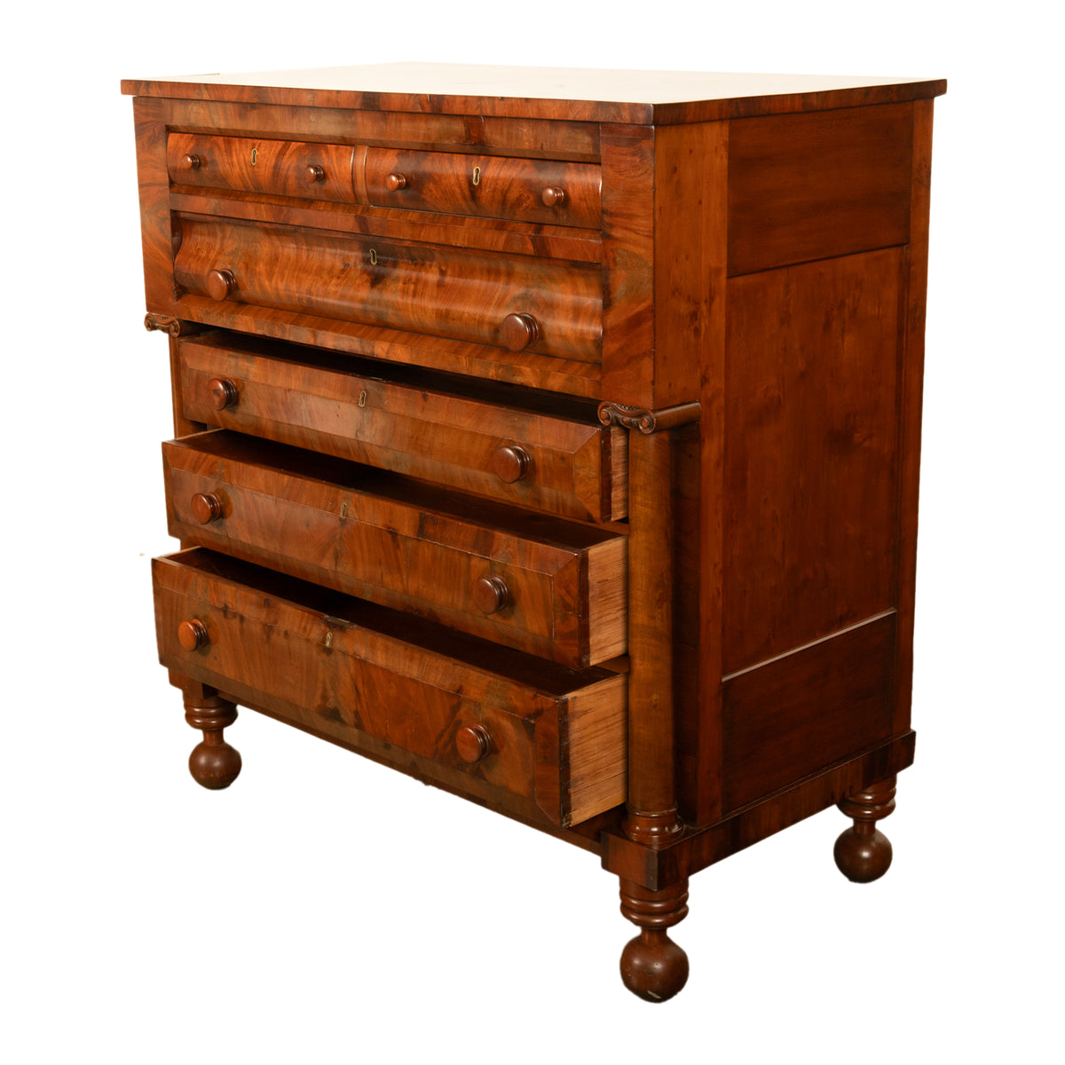 Antique American Classical Mahogany Chest Drawers Dresser Commode New York 1830