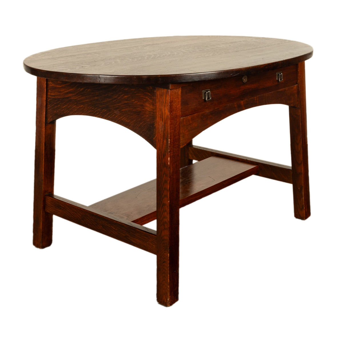 Antique American Arts & Crafts Mission Oak Library Table Desk Ritter Bros Philadelphia Circa 1910