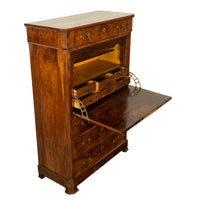 Antique French Charles X Classical Secrétaire à Abattant Desk Chest Walnut 1825