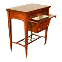 Antique Rosewood Regency Inlaid Chess Backgammon Cribbage Game Sewing Table 1890