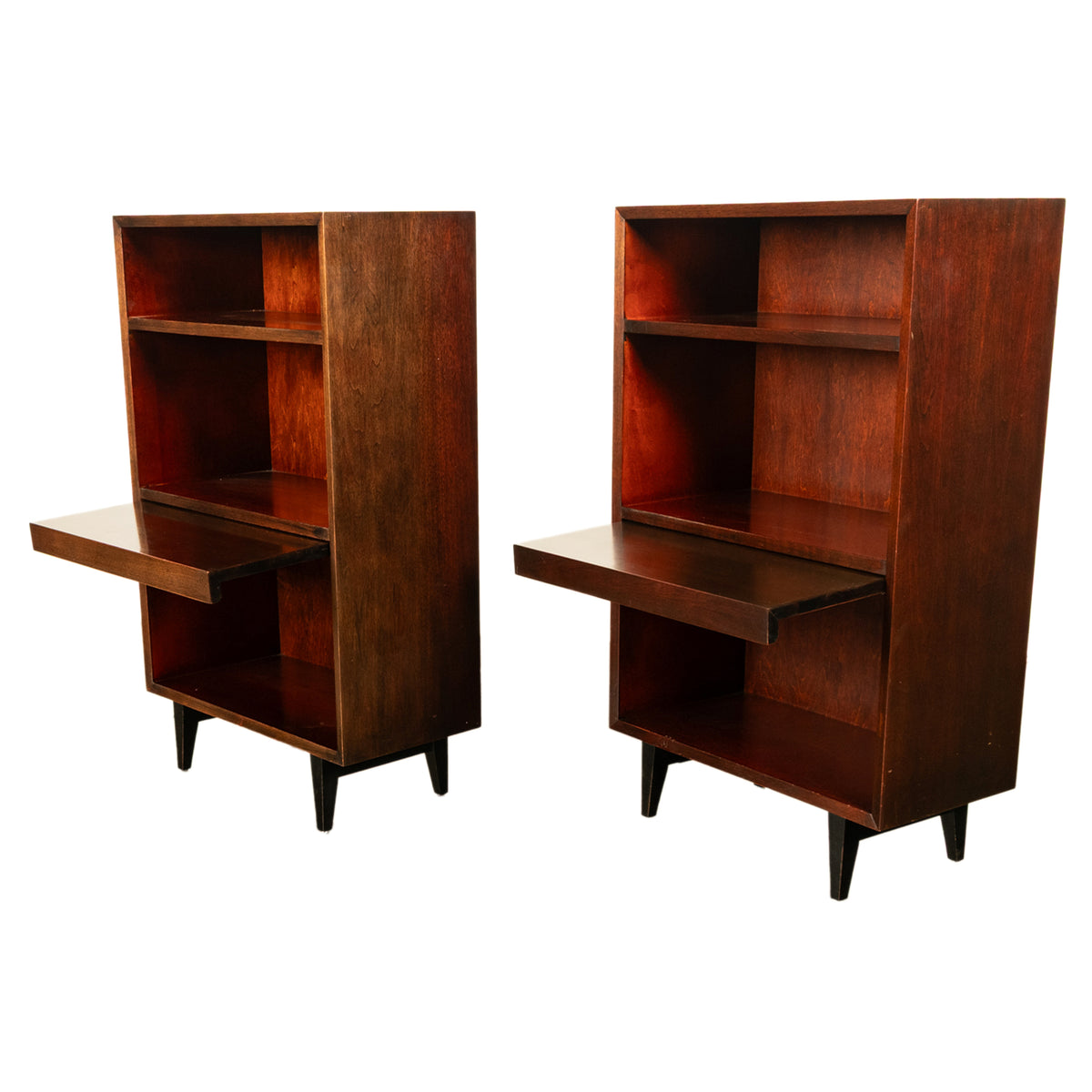 Pair American Modernist Walnut Nightstands George Nelson for Herman Miller 1955