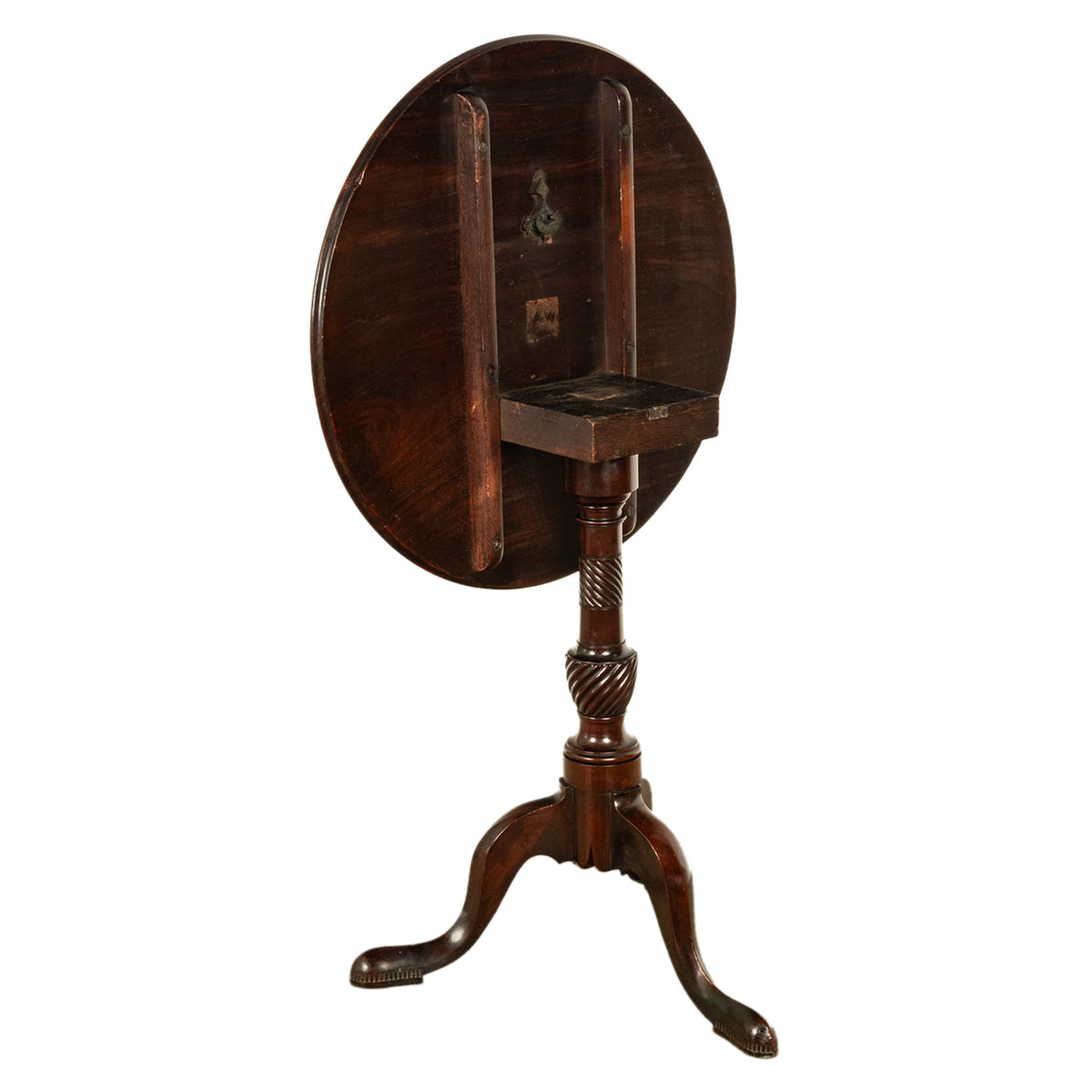 Antique American Carved Chippendale Mahogany Tilt-Top Table Candlestand Philadelphia 1770