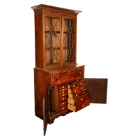 Antique Georgian Mahogany Bookcase Secretary Collectors Doctors Cabinet 1790