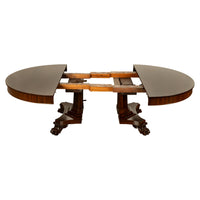 Antique American Empire 60" Extending to 10' Mahogany Pedestal Dining Table 1830