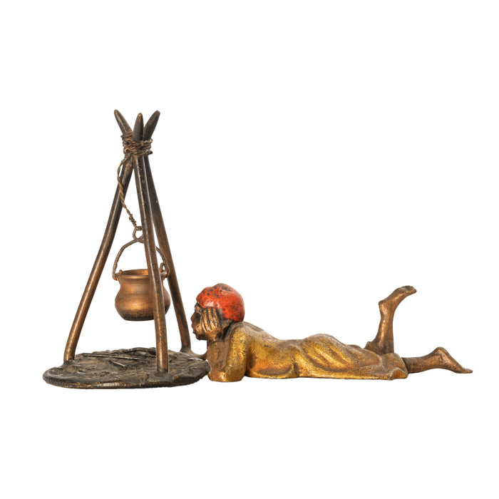 Antique Art Nouveau Cold-Painted Orientalist Bronze Figure Bergmann Austria 1910