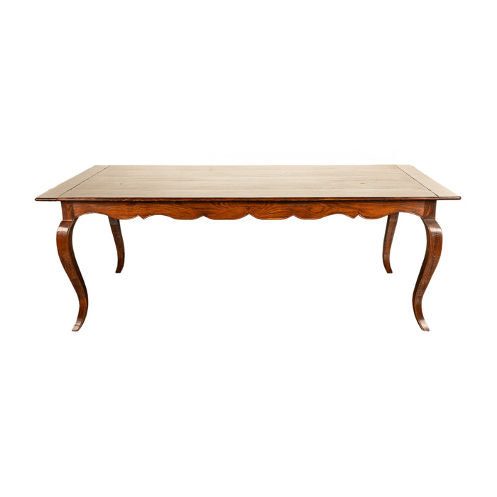 Large Antique French Carved Oak Provincial 7' Long Farmhouse Dining Table 1880