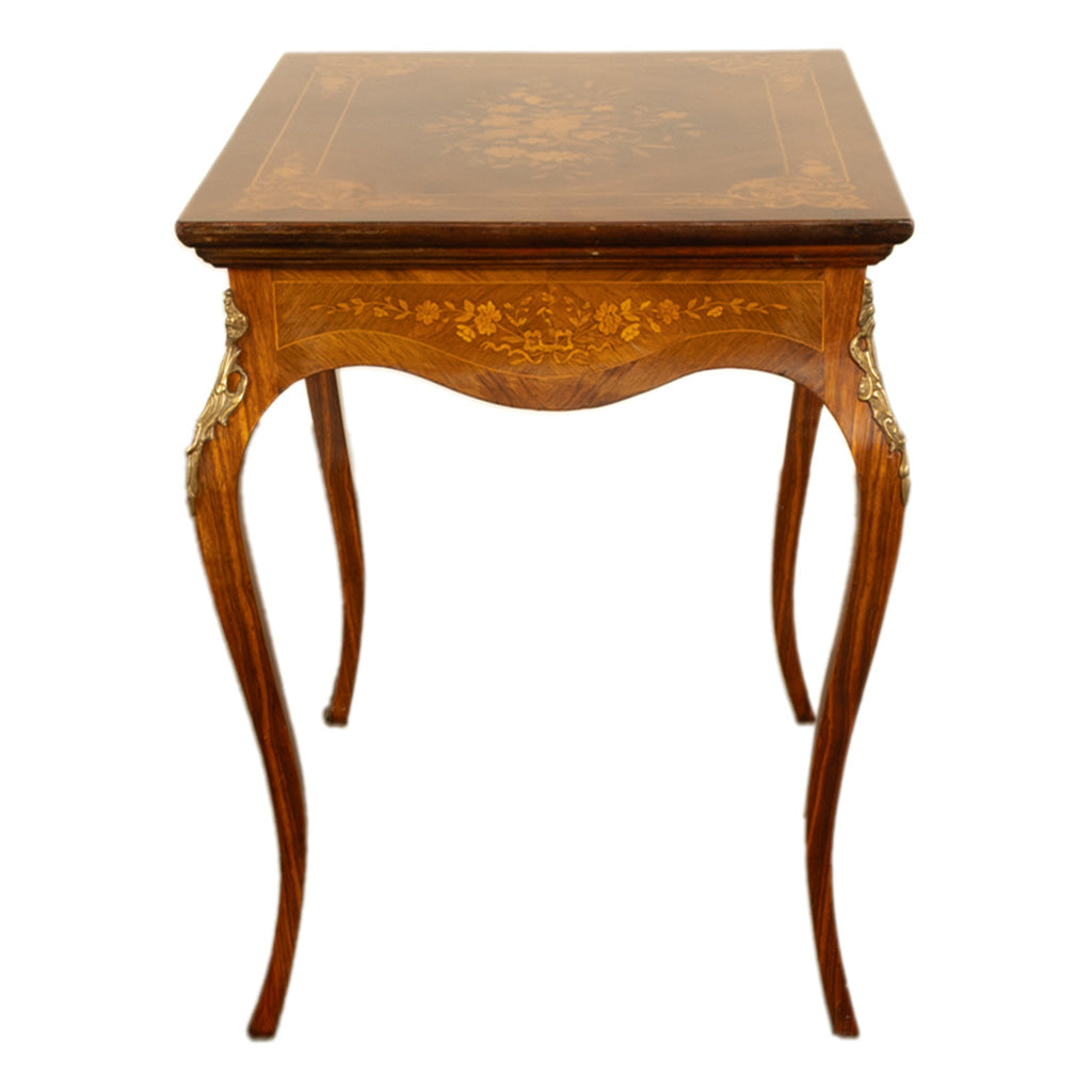 Antique Louis XV Ormolu Mounted Inlaid Marquetry Rosewood Center Side Table 1890