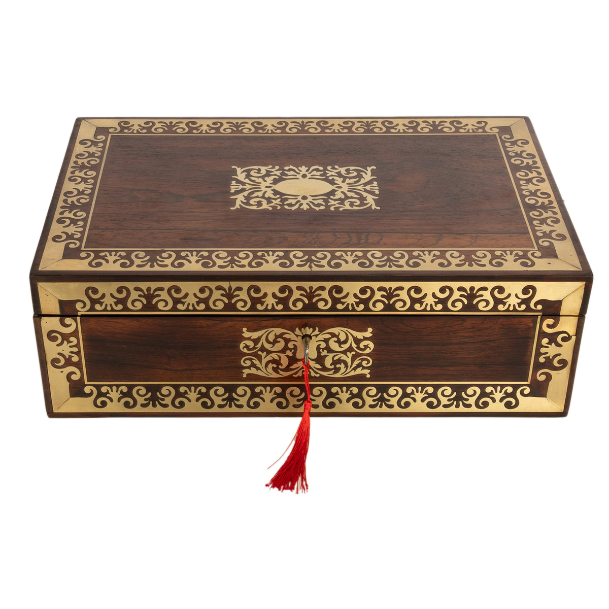 Fine Antique Regency Rosewood Inlaid Brass Campaign Writing Box Desk Slope 1830