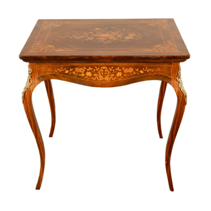 Antique Louis XV Ormolu Mounted Inlaid Marquetry Rosewood Center Side Table 1890