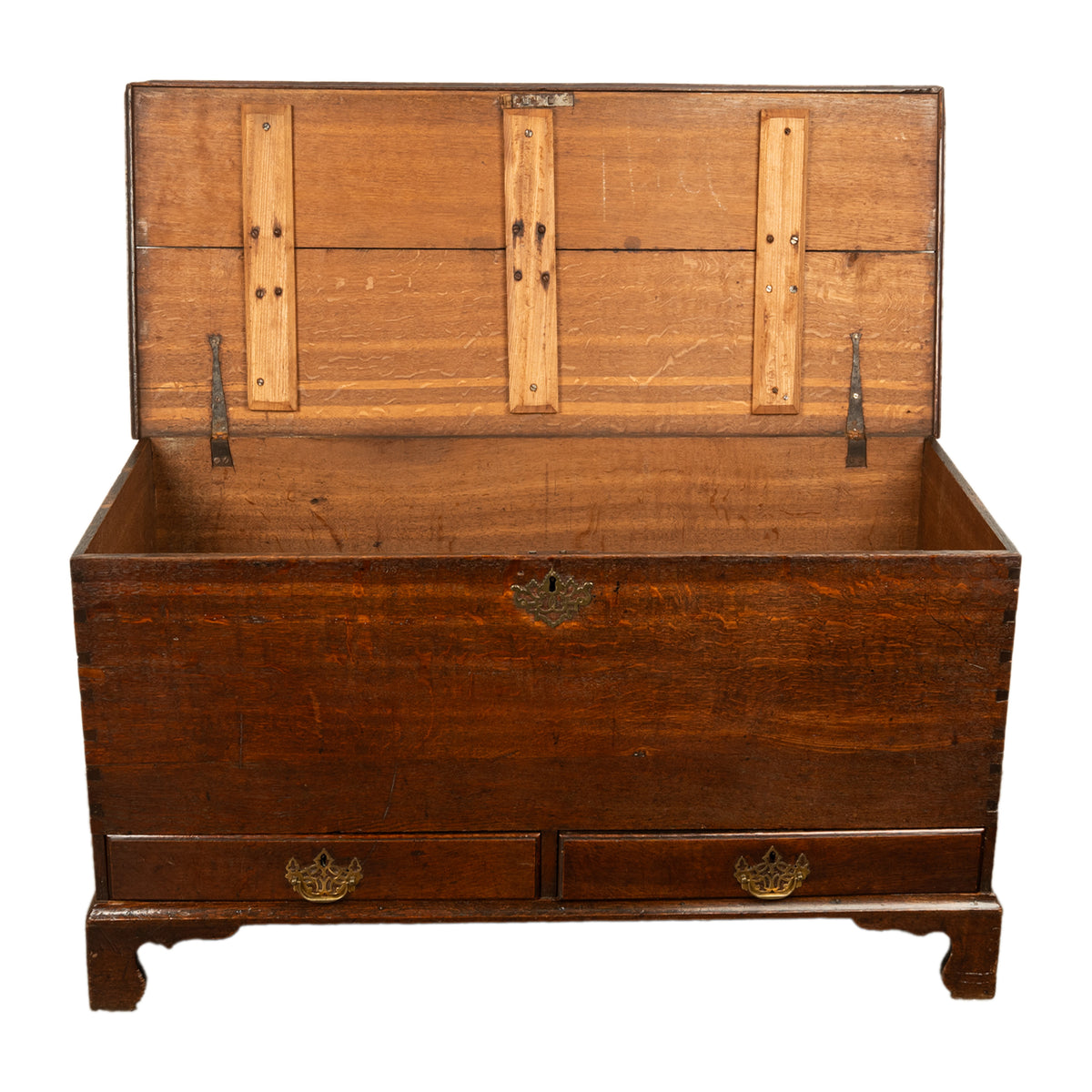 Antique George III Georgian Oak Dovetailed Mule Chest Coffer Drawers 1760