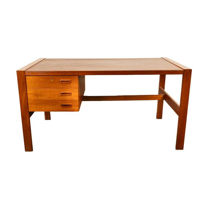 Mid Century Modern Danish Teak Desk Skovby Møbelfabrik 55" Wide Signed 1970