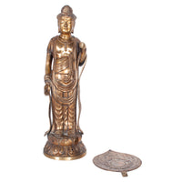 Antique 18th Century Japanese Edo Gilt Bronze Kannon Buddha Statue Figure 1750