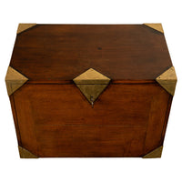 Antique 19th Century Oak Brass Campaign Chest Document Captain's Strong Box 1780