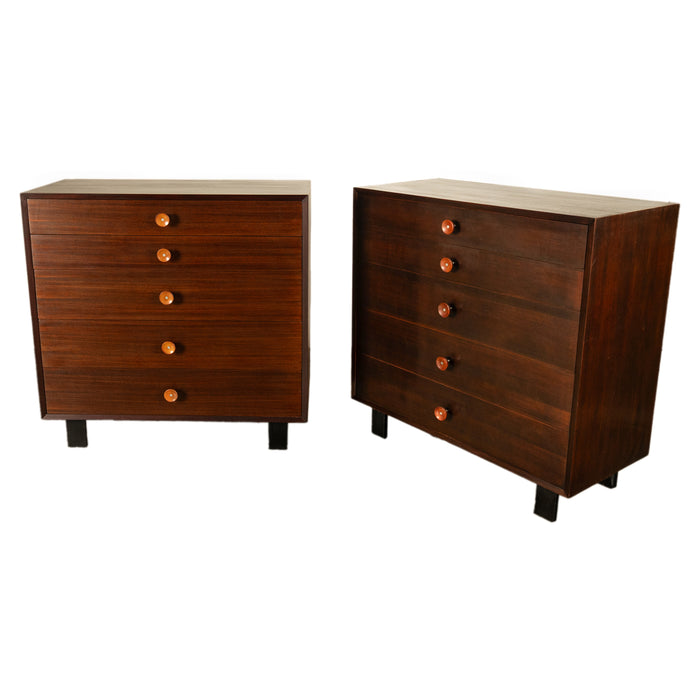 Pair Mid Century Modern Walnut Dressers Chests George Nelson Herman Miller 1955