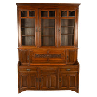 Antique Victorian Art Nouveau Carved Oak Secretary Bookcase Bibliotheque 1890