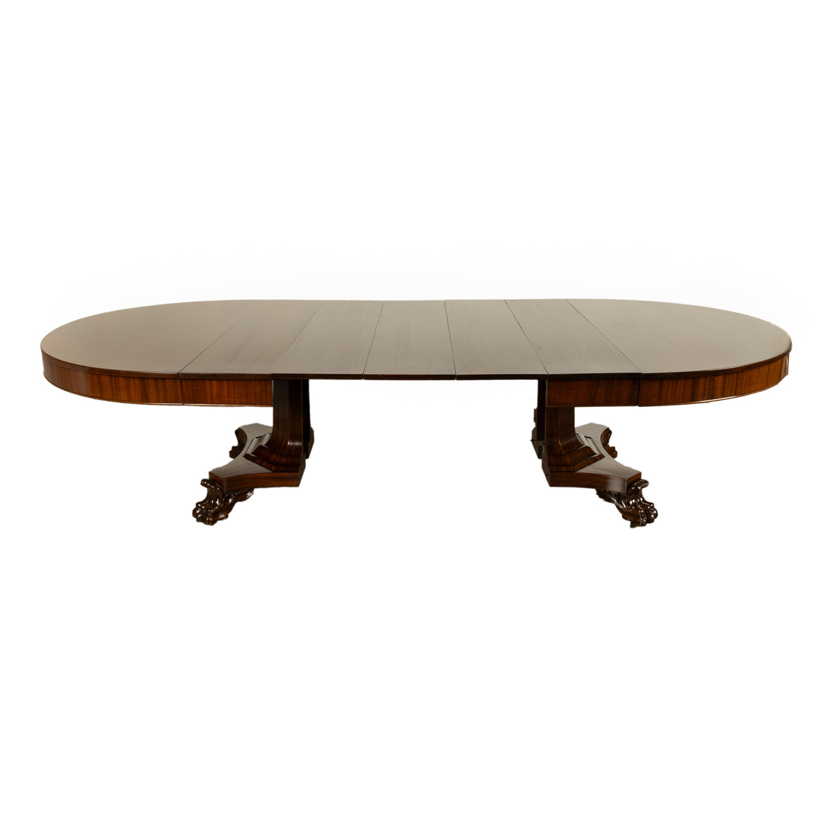 Antique American Empire 60" Extending to 10' Mahogany Pedestal Dining Table 1830