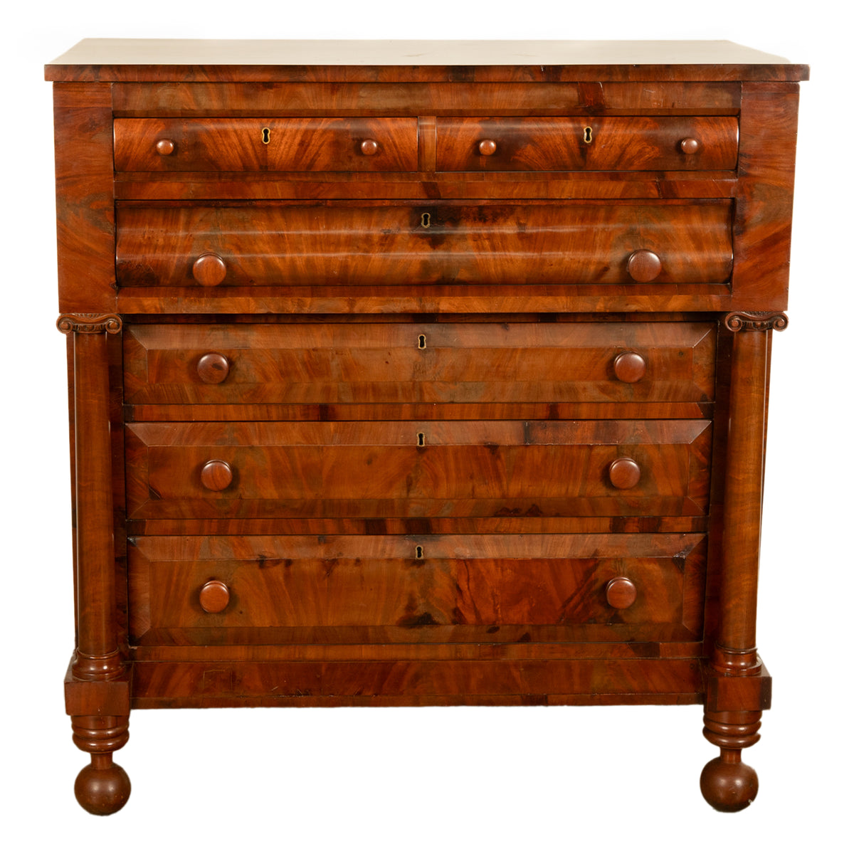 Antique American Classical Mahogany Chest Drawers Dresser Commode New York 1830