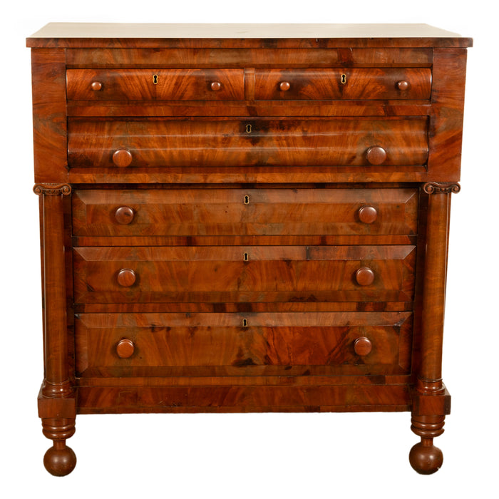 Antique American Classical Mahogany Chest Drawers Dresser Commode New York 1830