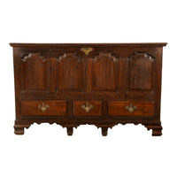Antique Early Georgian Large 4 Panel 3 Drawer Hinged Top Mule Chest Coffer 1740