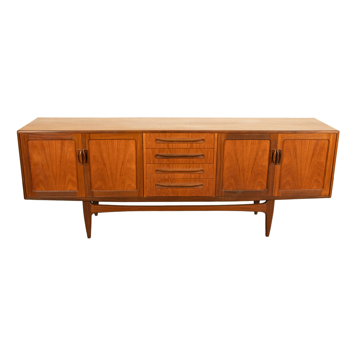 Original Mid Century Modern G Plan Teak Fresco Long 4 Door Drawer Credenza 1966