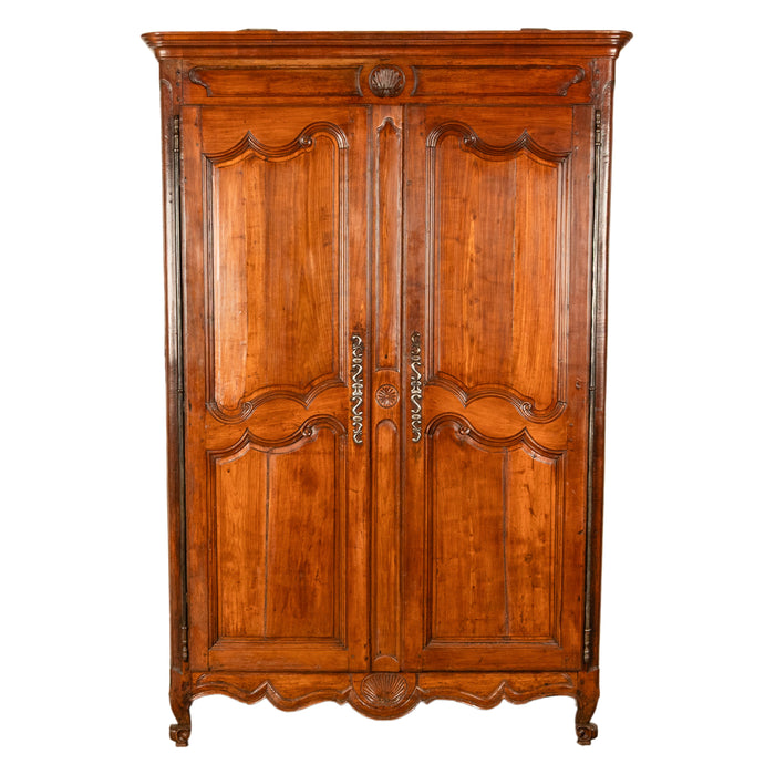 Antique French 18th Century Provincial Carved Cherry Wood Armoire Wardrobe 1780