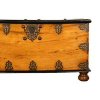 Antique 18th Century Dutch Colonial East India Co Teak & Brass VOC Chest 1740