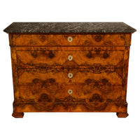 Antique French Walnut & Marble Louis-Philippe Walnut Commode Chest Drawers 1840