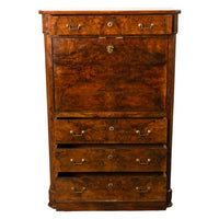 Antique French Charles X Classical Secrétaire à Abattant Desk Chest Walnut 1825