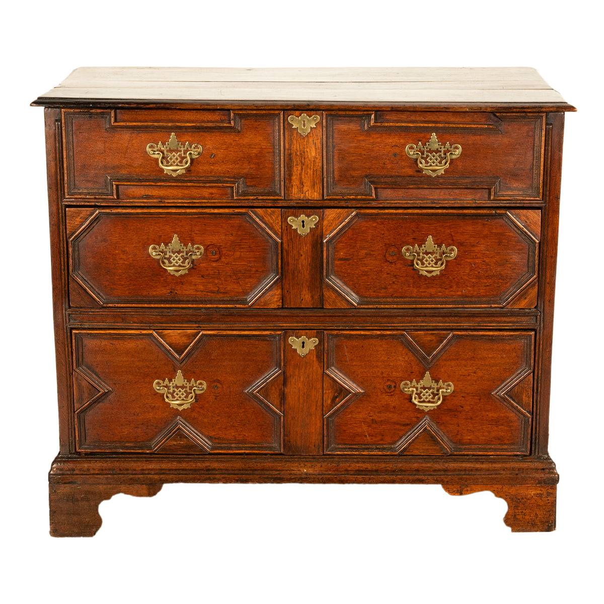 Antique 18th Century William & Mary Oak Geometric Mule Chest of Drawers 1700