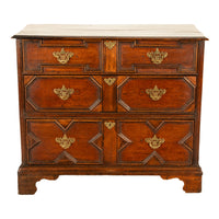 Antique 18th Century William & Mary Oak Geometric Mule Chest of Drawers 1700