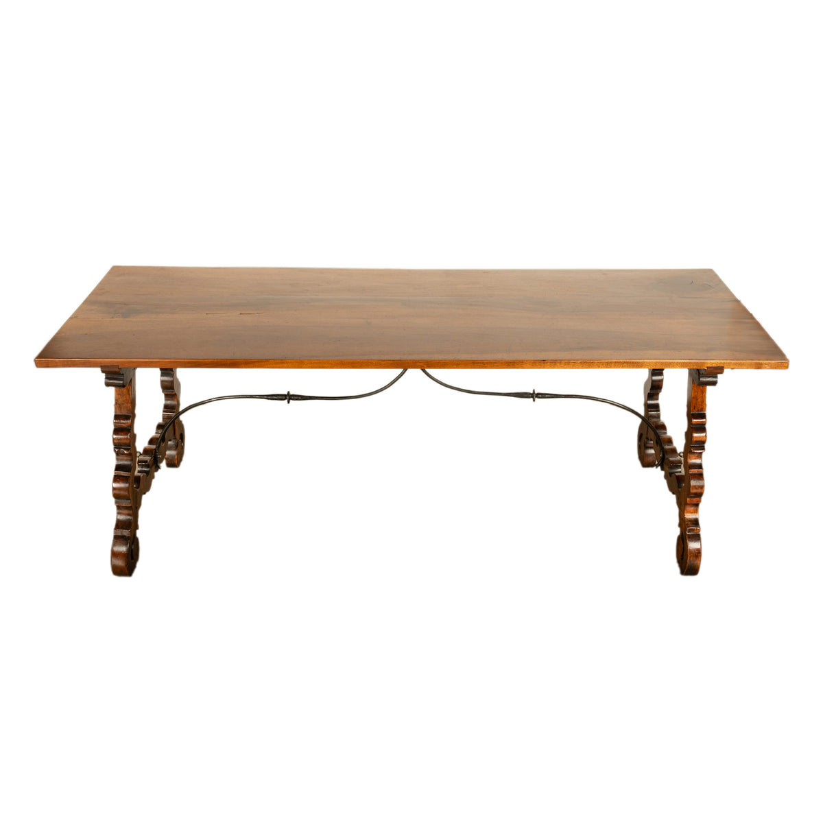 Antique 18th Century Spanish Walnut & Iron Dining Refectory Trestle Table 1780