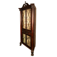 Antique American Mahogany Federal Carved Corner Cabinet East Tennessee 1820