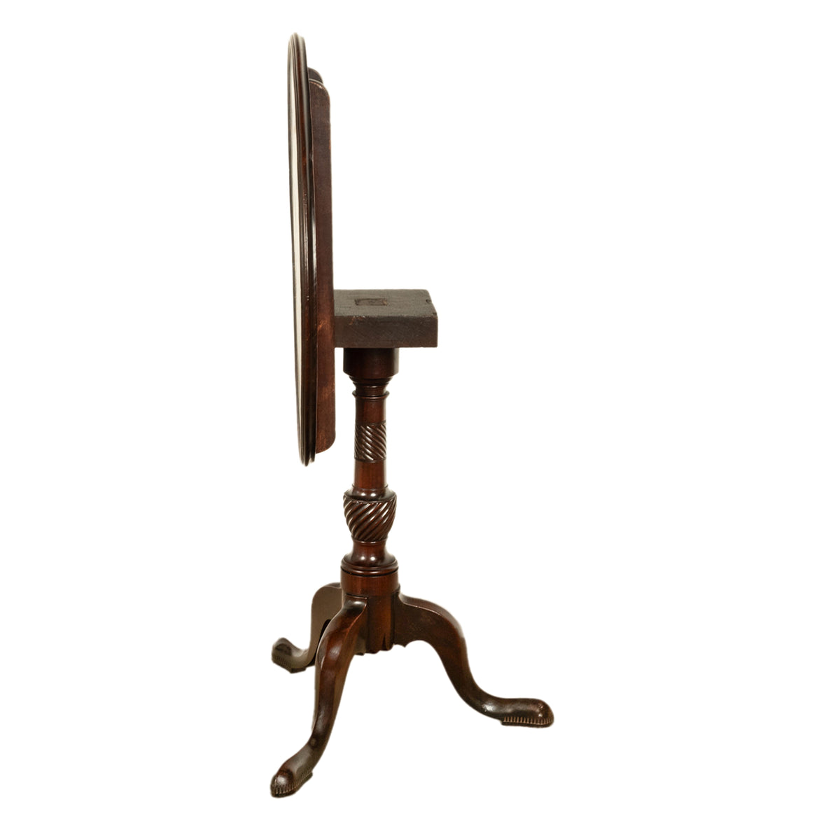 Antique American Carved Chippendale Mahogany Tilt-Top Table Candlestand Philadelphia 1770