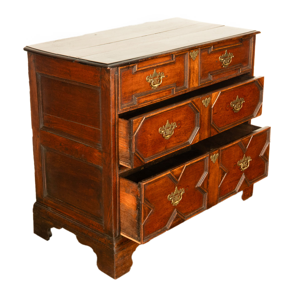 Antique 18th Century William & Mary Oak Geometric Mule Chest of Drawers 1700